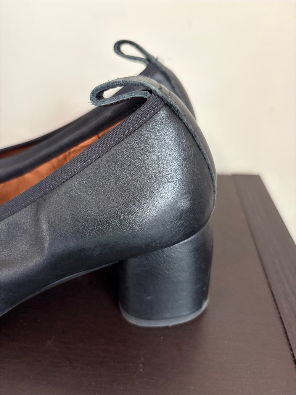 Anthropologie Glove Ballet Block Heels Shoe Black Leather Sz 38 US Sz 7-7.5 - Picture 6 of 10